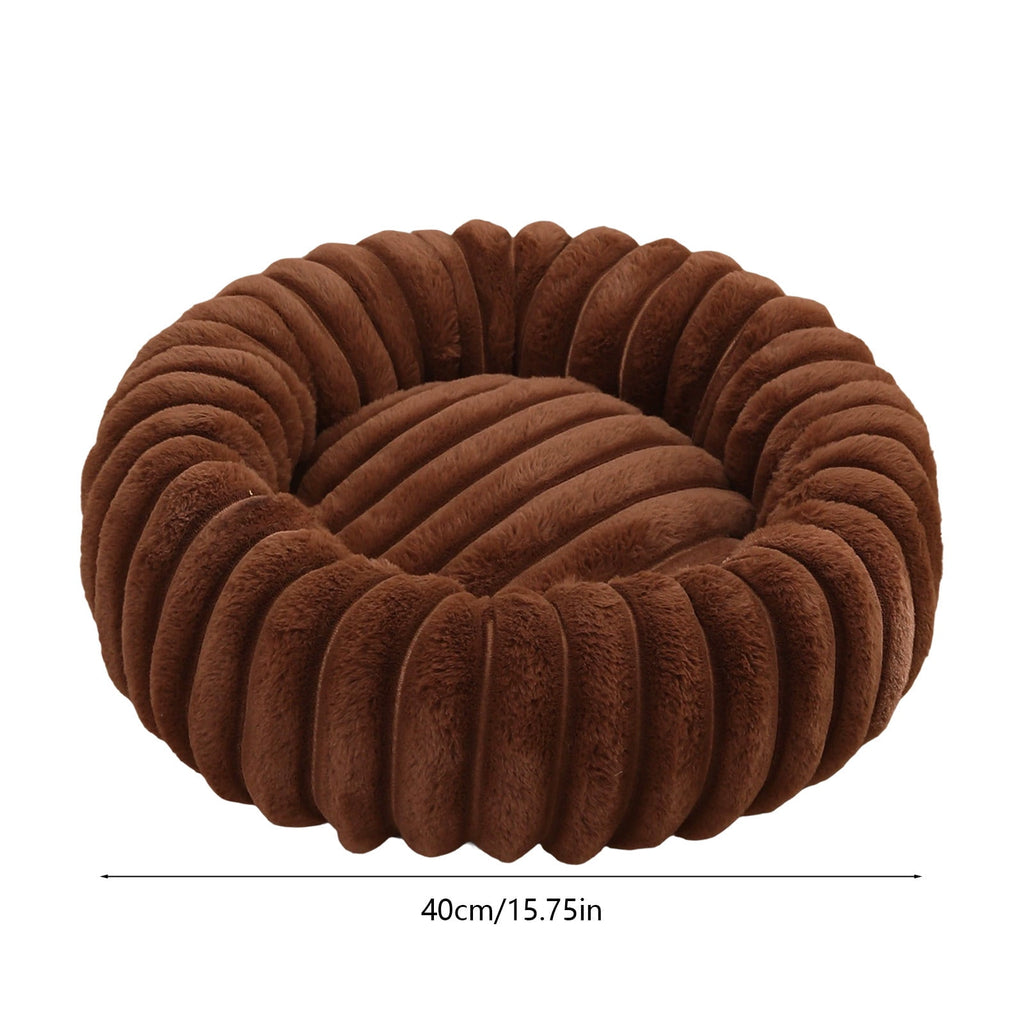 High Pile Plush Round Pet Bed Kennel Mat Extra Dog Cat Bed with Raised Edge for Small Medium Pets