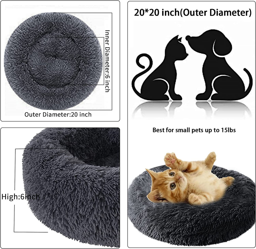 Dog Bed &amp; Cat Bed, Puppy Bed Warming Round Pet Bed, Donut Bed