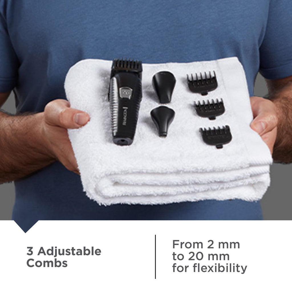 Graphite All-in-One Grooming Kit, Men's Head &amp; Body Trimmer Kit with Combs, Black