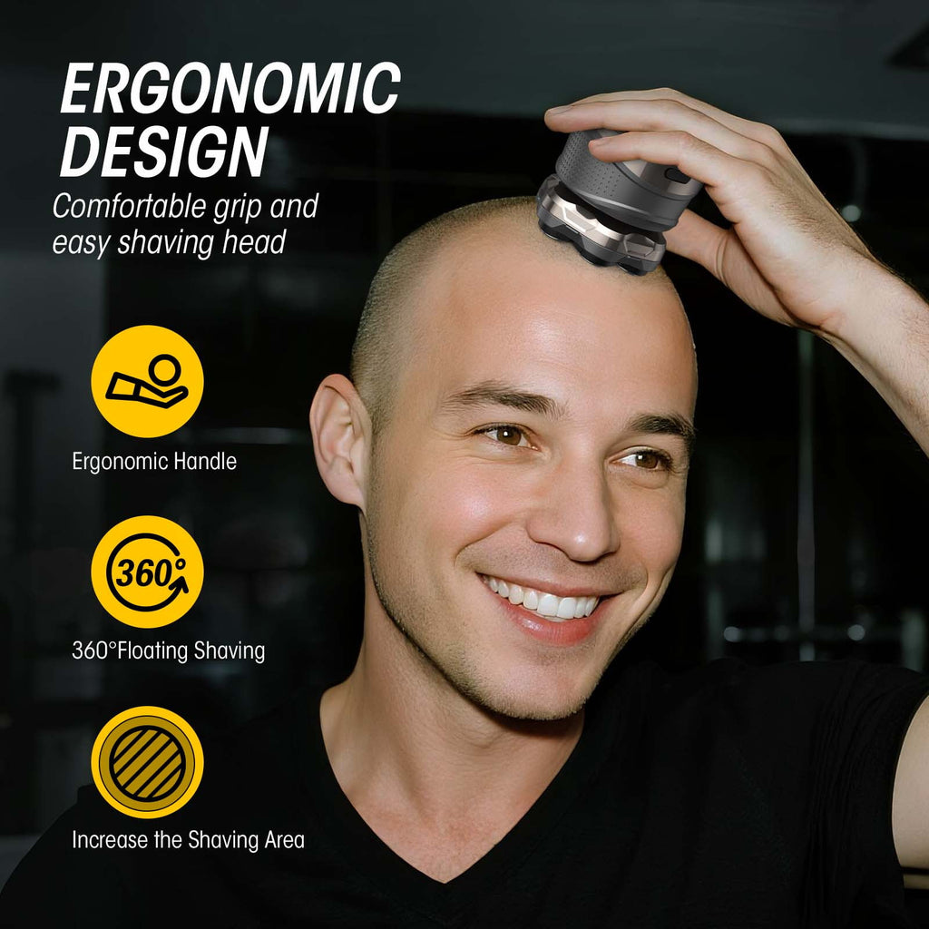 Head Shaver for Bald Man, Cordless Electric Razor with 7D Floating Blades, Wet and Dry Use, USB Rechargeable Grooming Kit