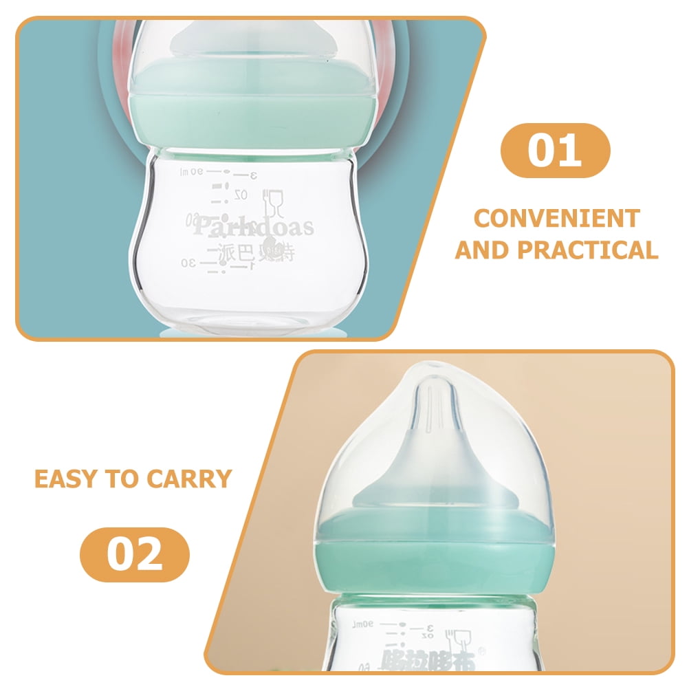 LULULION Wide Neck Glass Bottle for Feeding Milk Water and Medicine