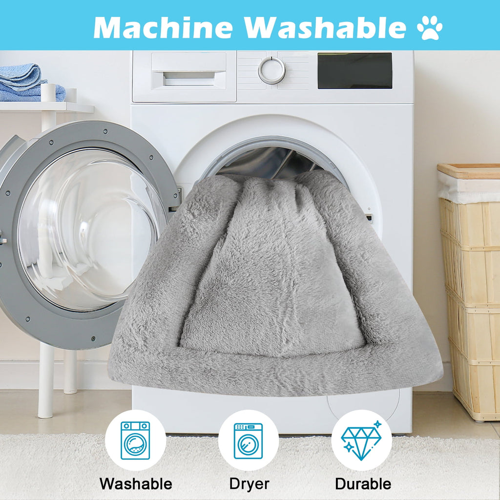Plush Washable Dog Bed Ultra Dog Crate Mat Kennel Pad Anti-Slip Pet Sleeping Bed for Small Medium Large Dogs,Gray 36" x 23"
