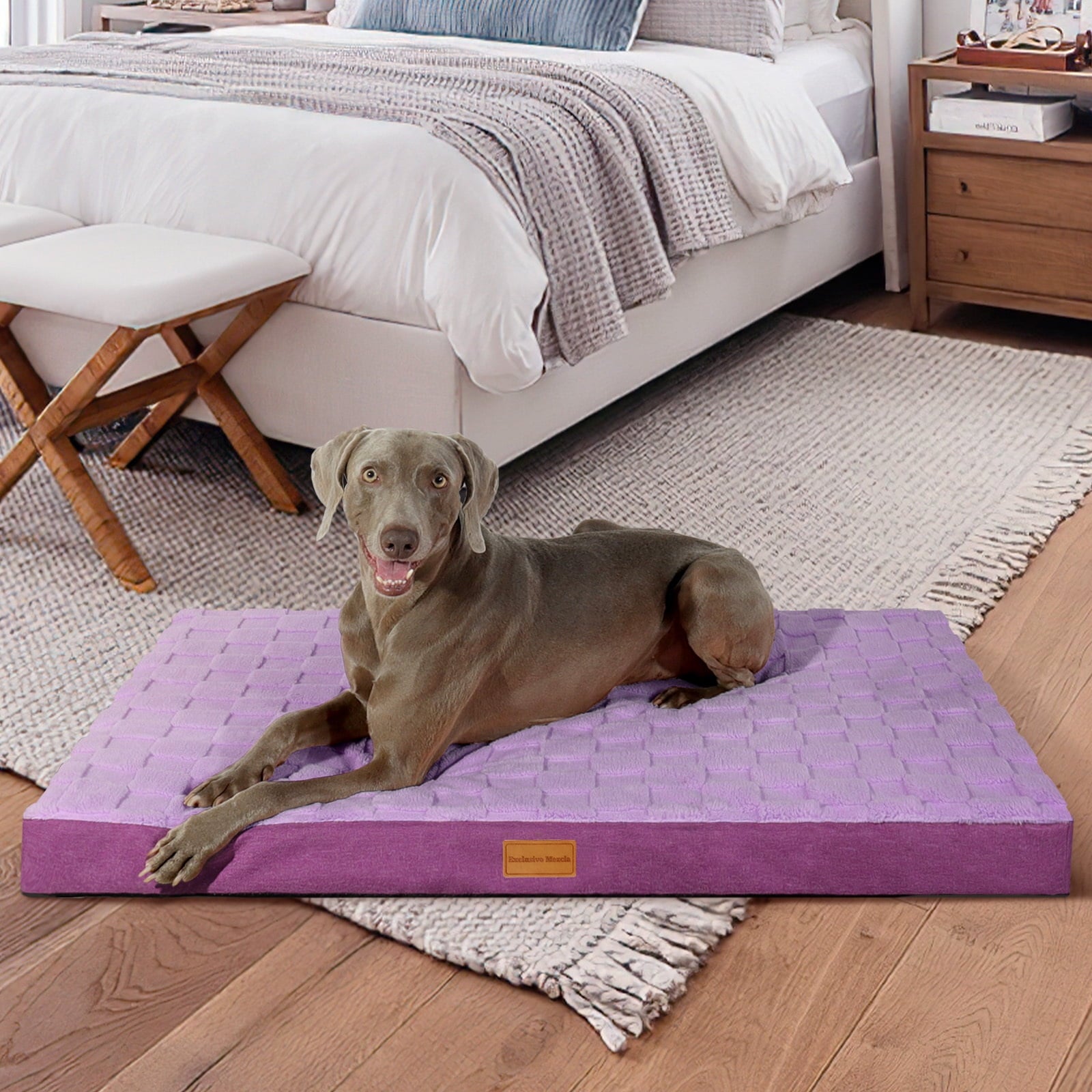 Checkered Pet Bed for Medium Dogs 36"X24", Removable Washable Cover, Black