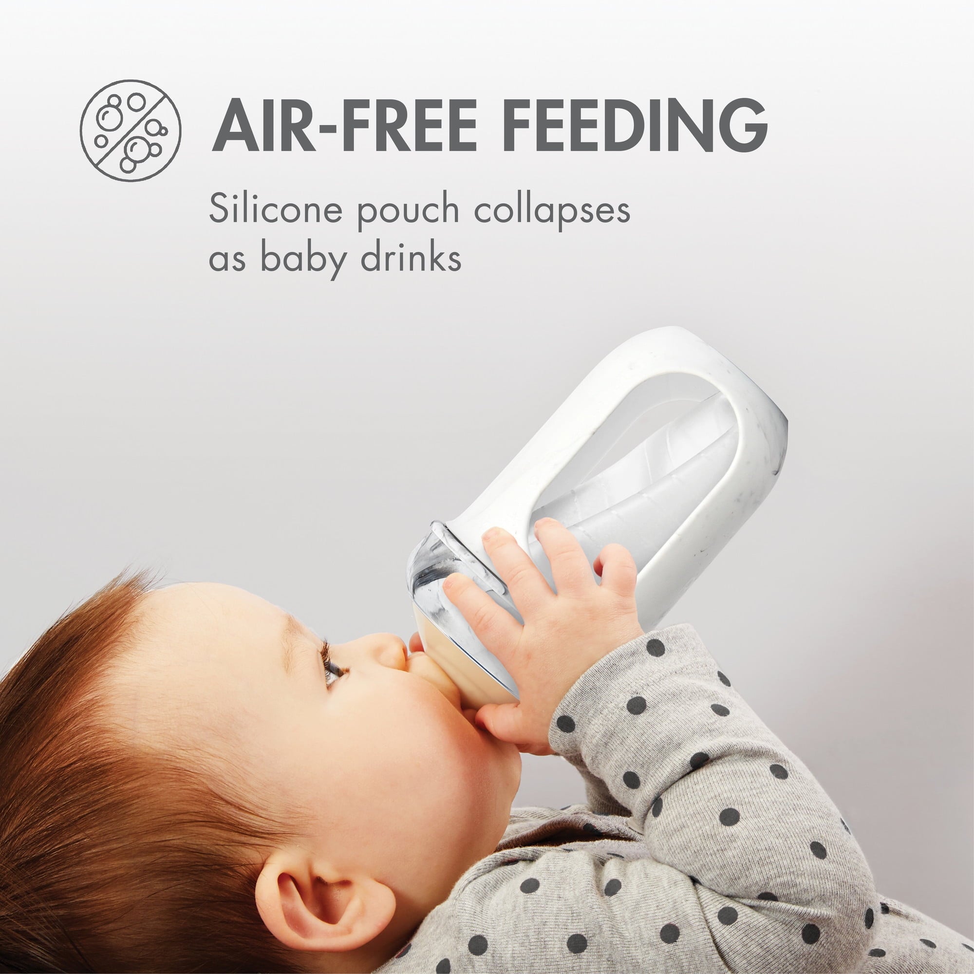 NURSH Silicone Pouch Baby Bottles – Stage 2 Medium Flow – 8oz – Marble (3pk)
