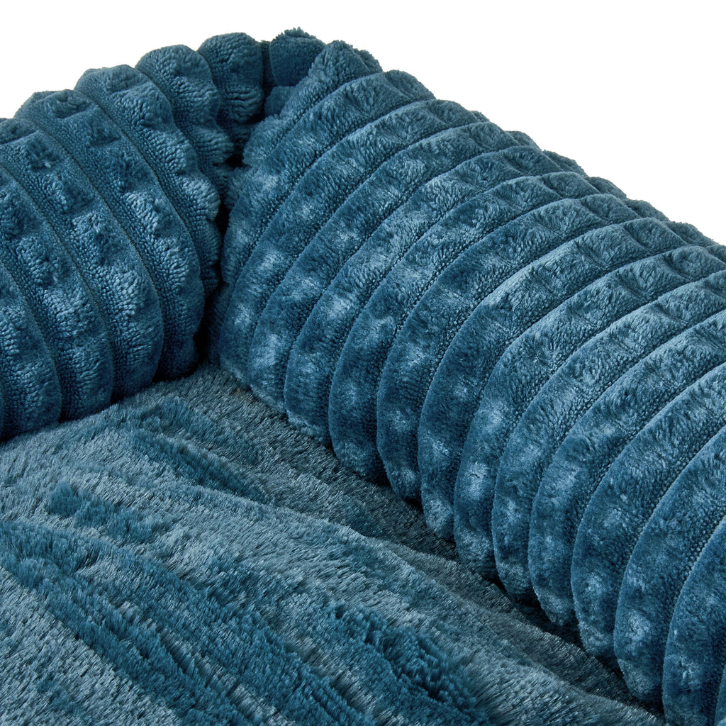Small Flannel Waffle Texture Bolster Cat or Dog Bed, Blue, 17" x 21"