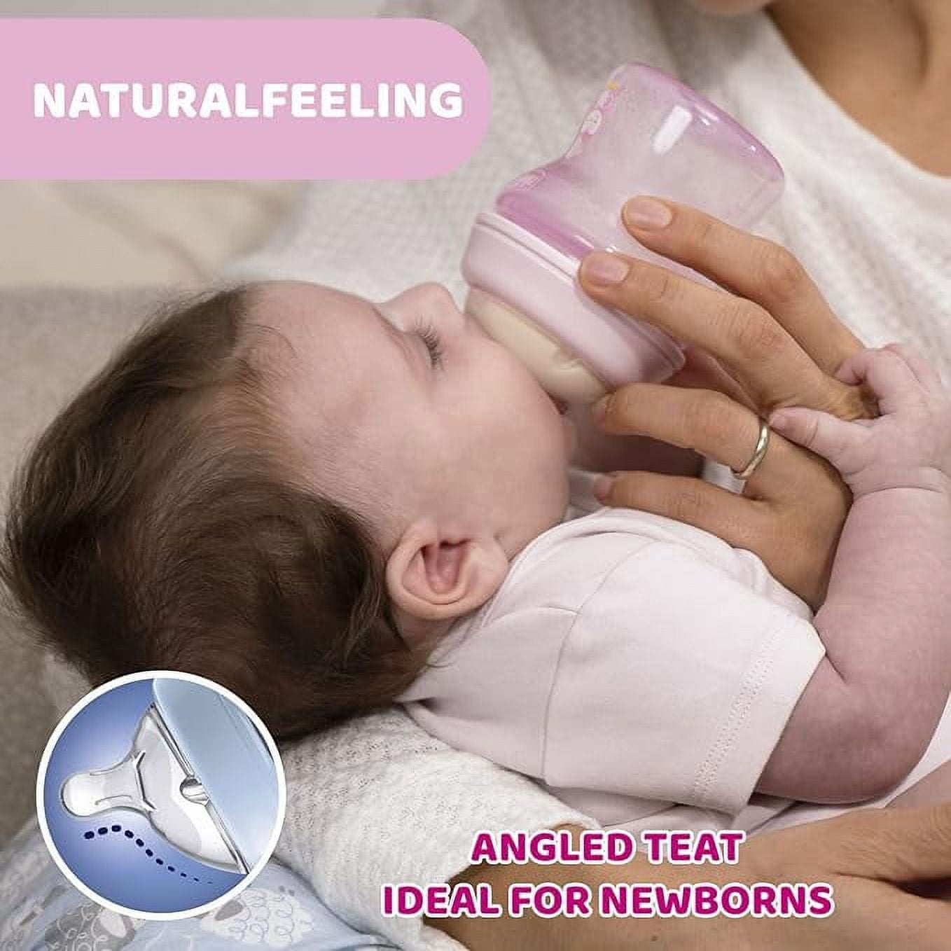 Natural Feeling Baby Milk Feeding Bottle with Wide Neck, for Easy Milk Flow, for Babies &amp; Toddlers 0m+, 150ml (Blue)