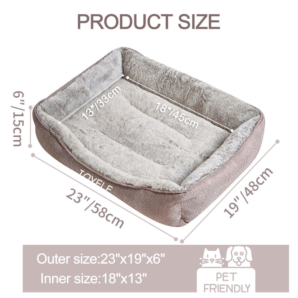 Dog Bed Washable Pet Bed, Anti Anxiety Cat Bed &amp; Sofa, Cute Plush Pet Bed for Small Dog and Cat - Small Rectangle
