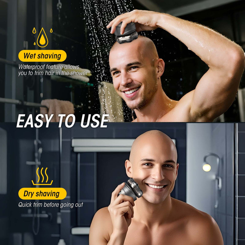 Head Shaver for Bald Man, Cordless Electric Razor with 7D Floating Blades, Wet and Dry Use, USB Rechargeable Grooming Kit