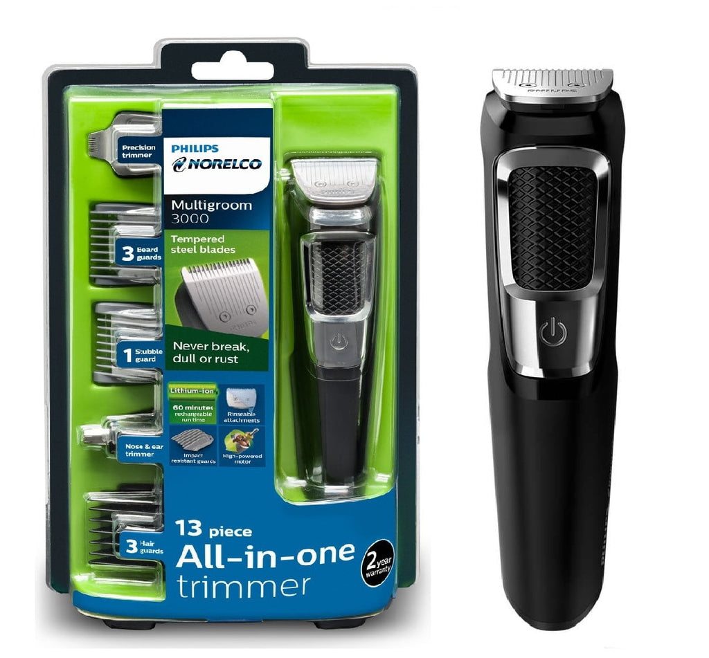 Multi Groomer 13 Pieces Men's Grooming Kit for Beard, Face, Nose, and Ear Hair Trimmer and Hair Clipper - No Blade Oil Needed, MG3750/60