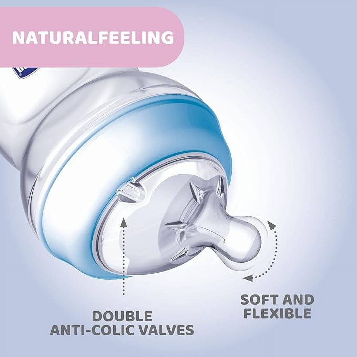 Natural Feeling Baby Milk Feeding Bottle with Wide Neck, for Easy Milk Flow, for Babies &amp; Toddlers 0m+, 150ml (Blue)