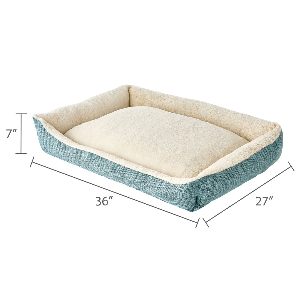Small Luxe Cuddler Dog Bed, Blue, 17" x 21"
