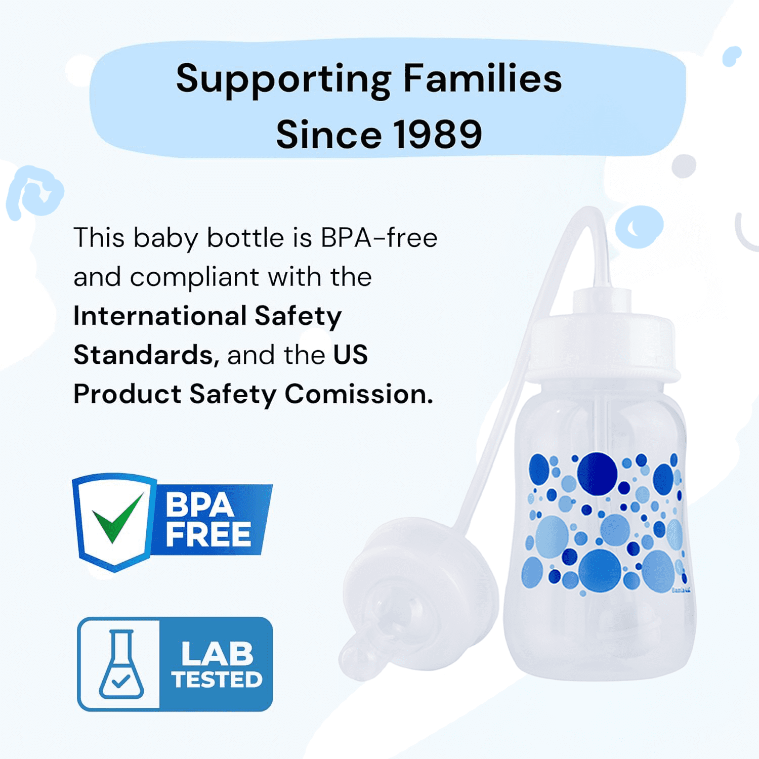 Hands-Free Baby Bottle - Self Feeding Baby Bottle System 4 oz (2 Pack - Blue)
