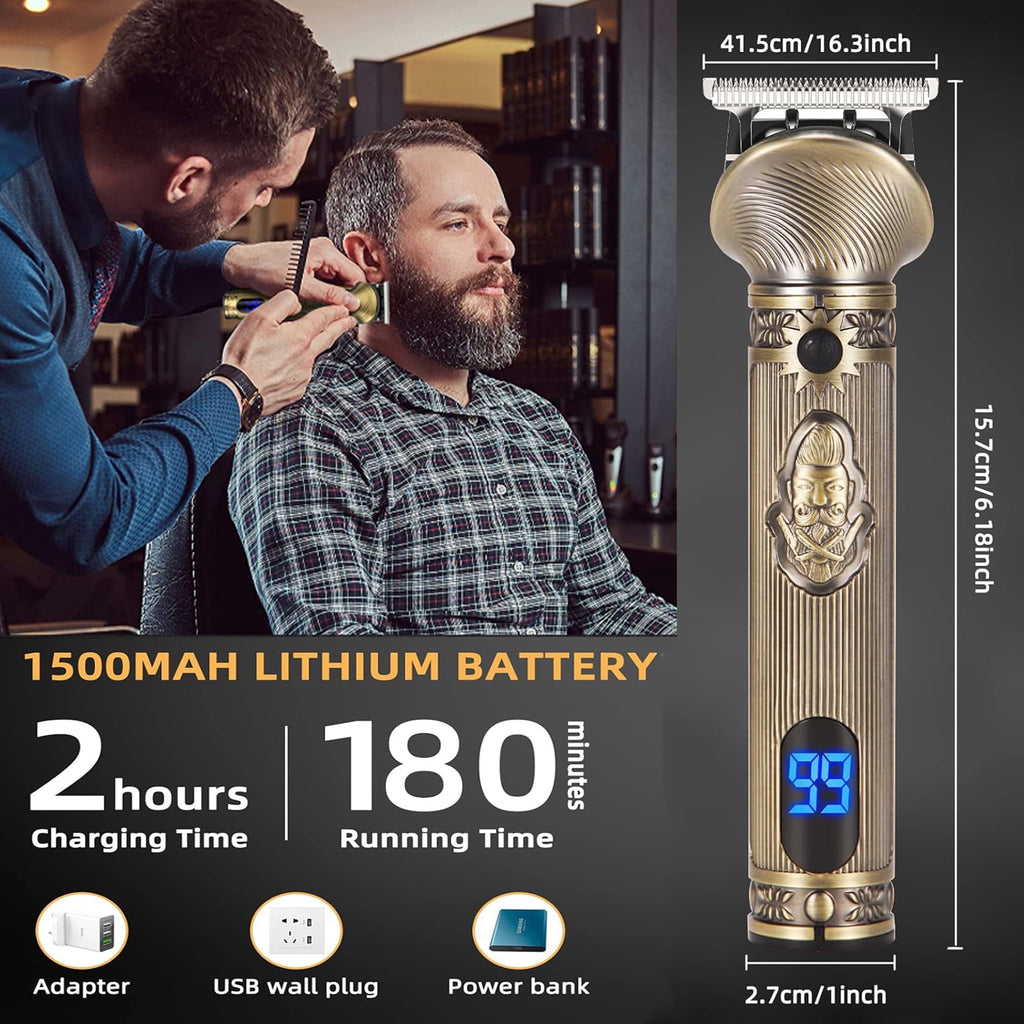 Hair Clipper for Men, 19 in 1 Electric Beard Trimmer, Home Travel Cordless Shaver Razor with LED Display for Hair, Facial, Nose Hair Cutting, Grooming Kit with Storage Bag