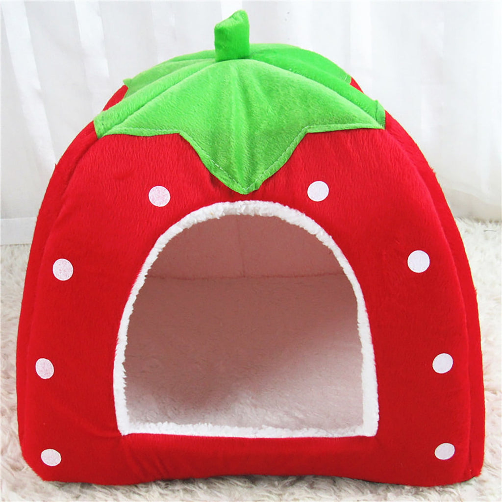 Cat Beds for Indoor Cats - Small Dog Bed with Anti-Slip Bottom, Cat/Small Dog Strawberry Cave, Super Pet Tent Bed
