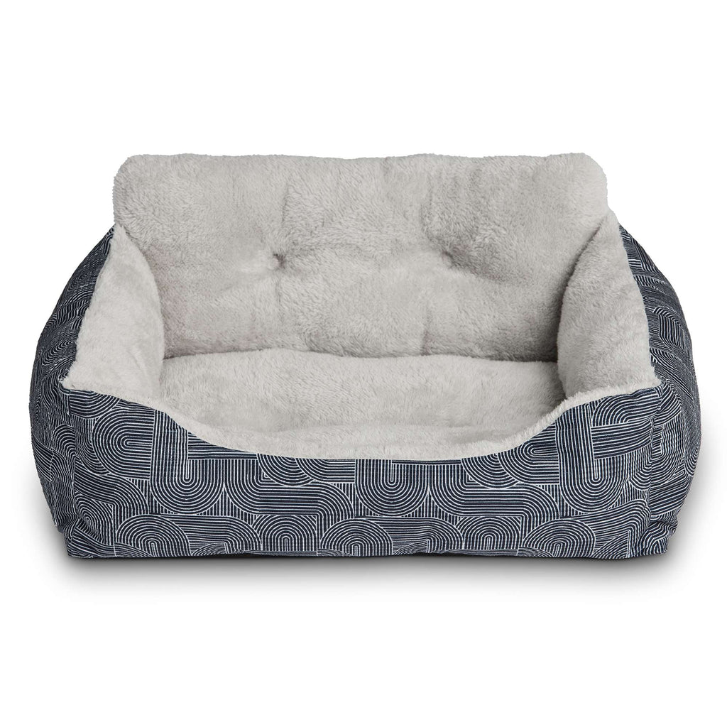Puppy Dog Bed, Plush Bolster Dog for Small Dogs, Small, 21" x 17", Blue