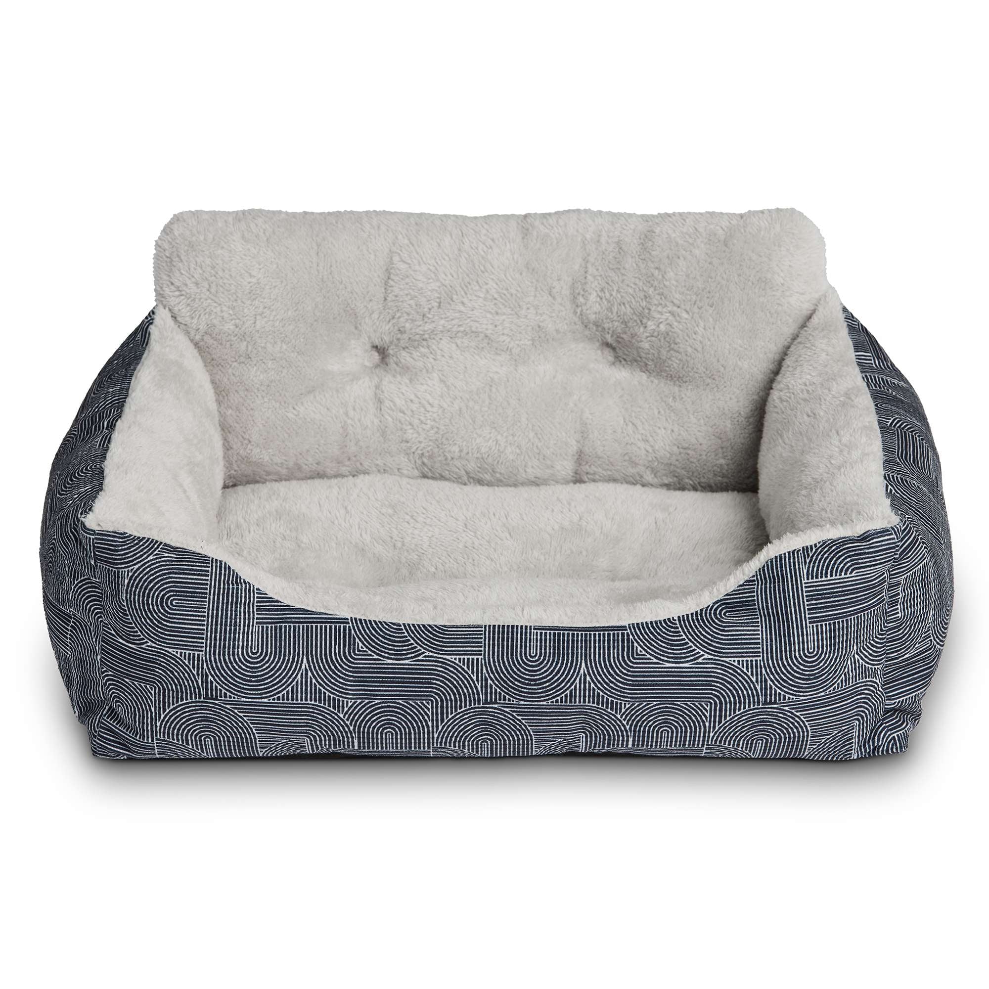 Puppy Dog Bed, Plush Bolster Dog for Small Dogs, Small, 21" x 17", Blue