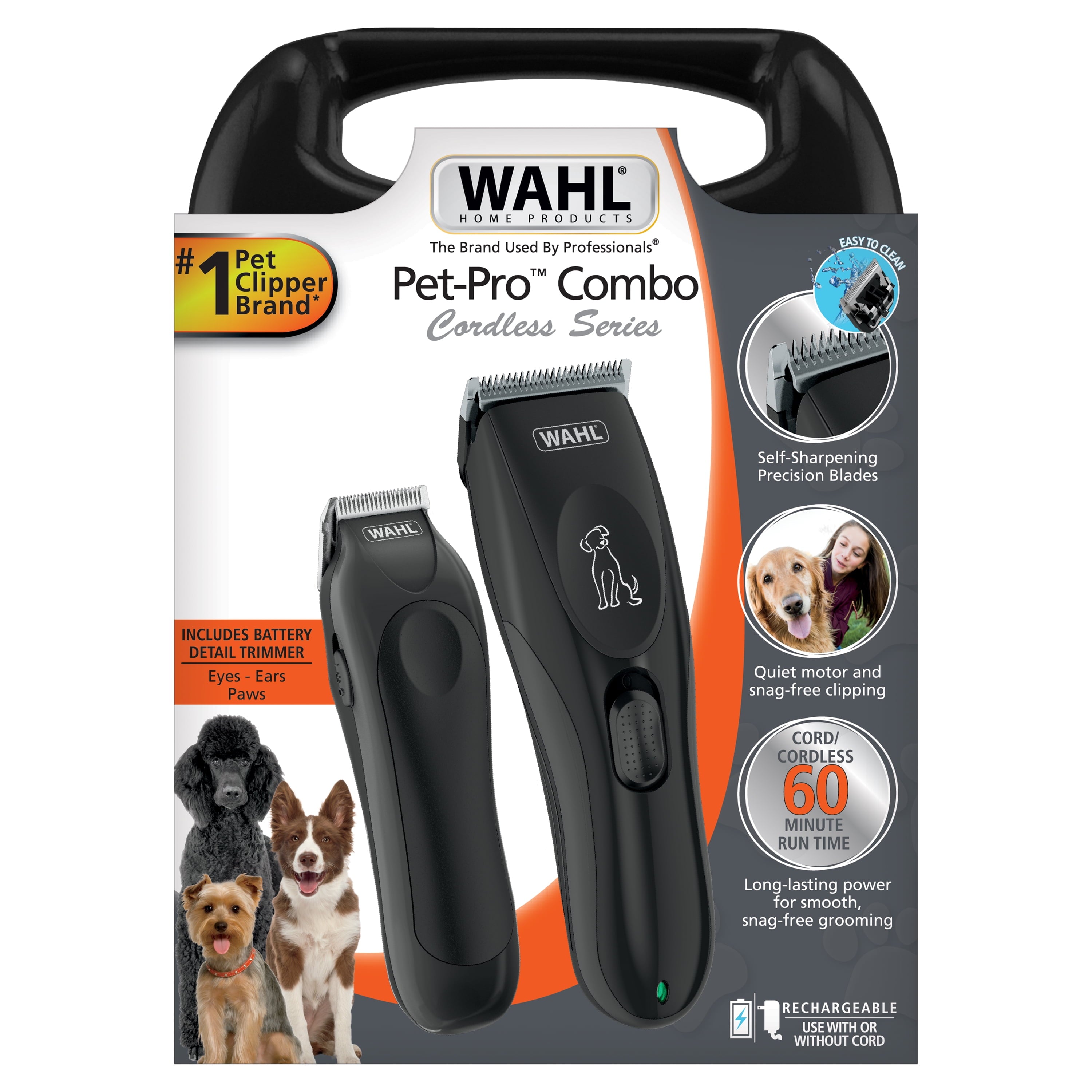 Pet-Pro Combo Cordless Clipper And Trimmer, 60 Minute Run Time, Black, Model 3028689