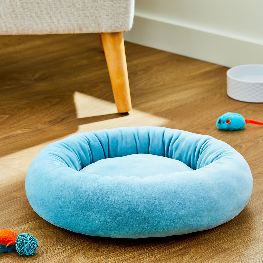 Bed for Dogs &amp; Cats, Squish Cuddle Bed, Washable, Light Blue, 17"