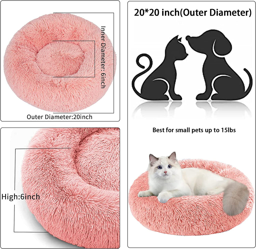 Dog Bed &amp; Cat Bed, Puppy Bed Warming Round Pet Bed, Donut Bed