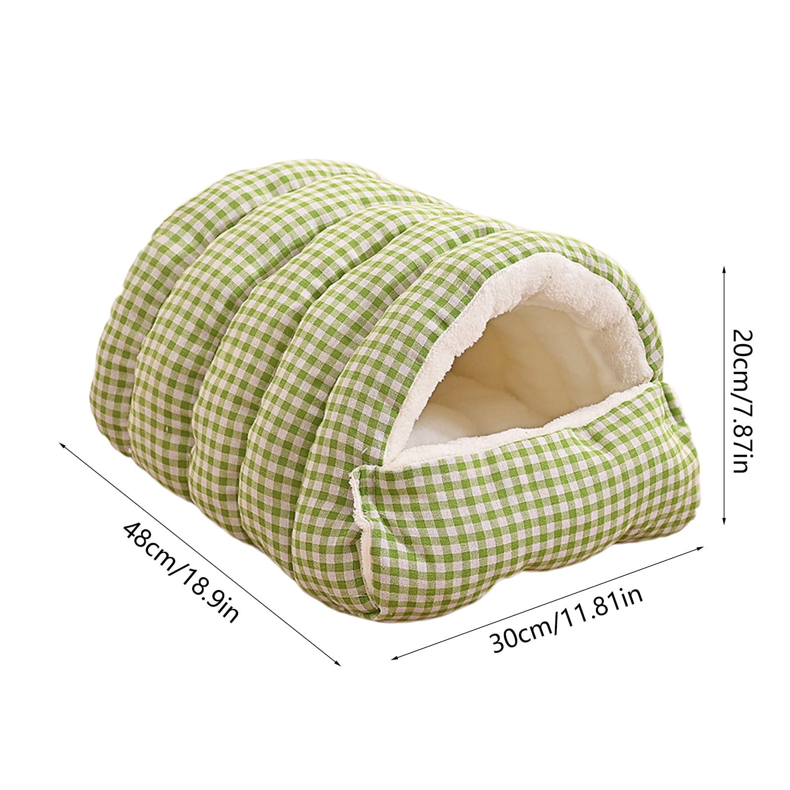 Winter Small Pet Bed - Washable Semi-Enclosed Cat/Dog Bed, Dual-Purpose (Open/Closed), Wear-Resistant Cloth, Fits Pets Under 5 lbs, Green, Compact 18.9x11.8x7.87in