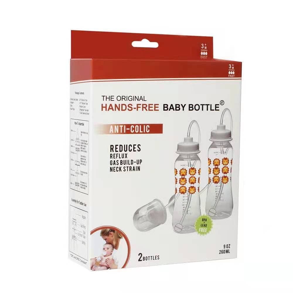 Hands-Free Baby Bottle - Self Feeding System 9 oz (2 Pack - Lion)