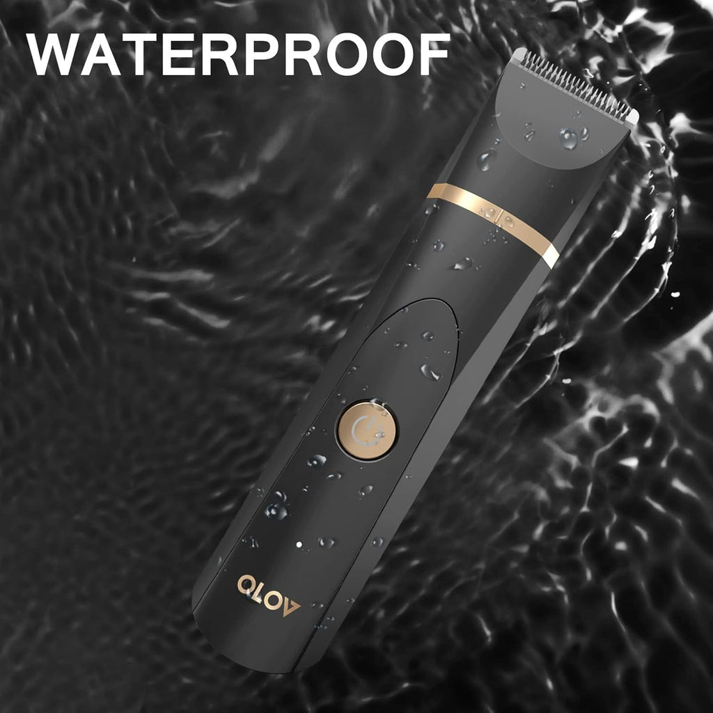 OLOV Electric Body Hair Trimmer Kit - Groin, Bikini &amp; Underarm Grooming, Wet/Dry Shaver, USB Rechargeable, Razor for Men &amp; Women, Black