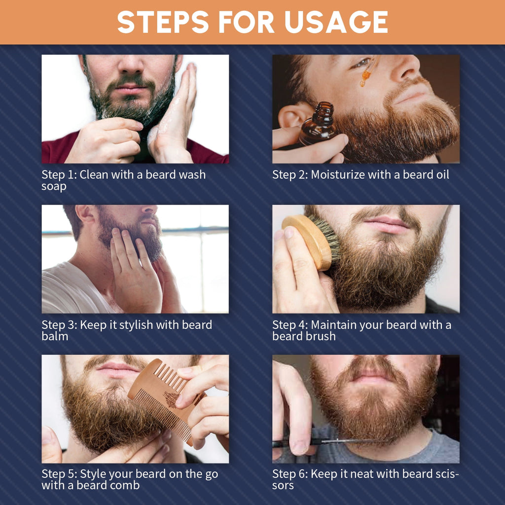 THEMANCODE Beard Kit for Men – Beard Grooming &amp; Trimming Kit Set with Beard Oil, Balm, Wash Soap, Comb, Brush &amp; Mustache Scissors, Gift for Men