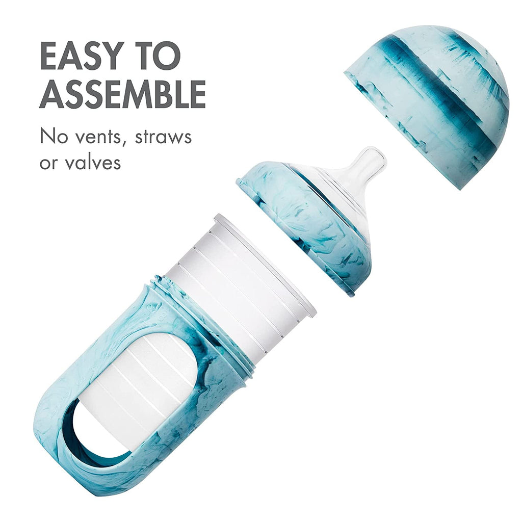 NURSH Silicone Pouch Baby Bottles – Stage 2 Medium Flow – 8oz – Marble (3pk)