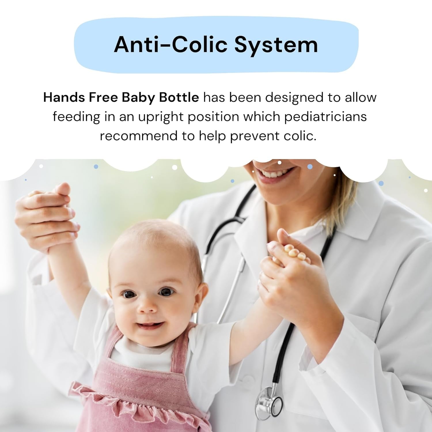 Hands-Free Baby Bottle - Nursing System 9 oz Baby Bottle with Nipple/Teat 3m+ Infant with Tube Straw Feeding System for Toddler (2 Bottles - Panda)