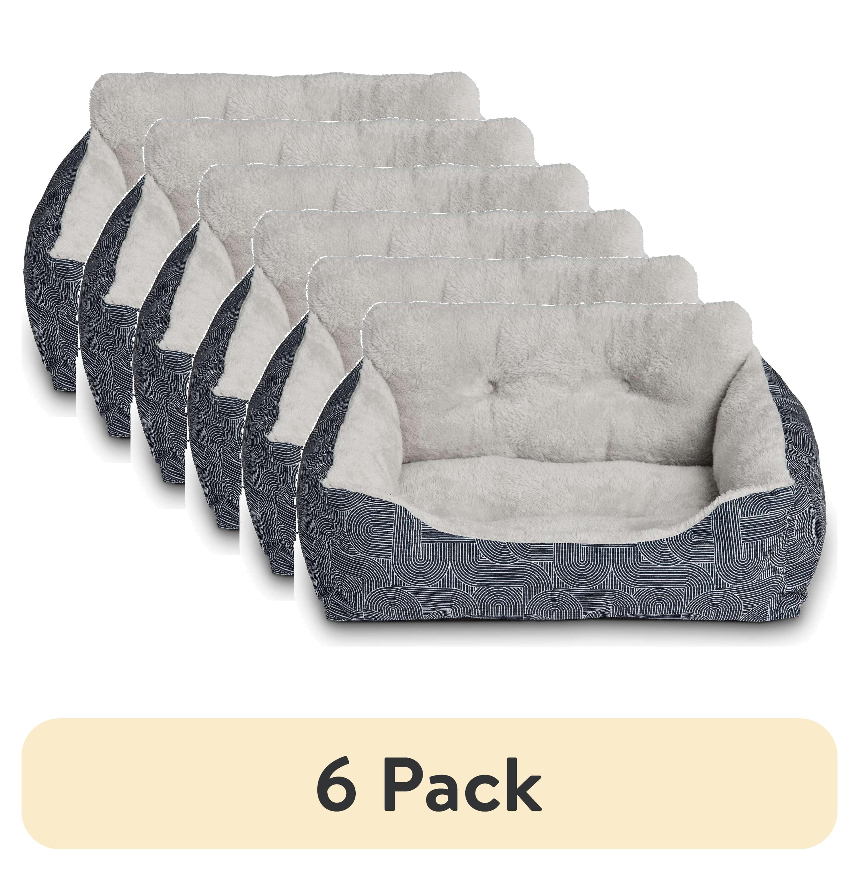Puppy Dog Bed, Plush Bolster Dog for Small Dogs, Small, 21" x 17", Blue