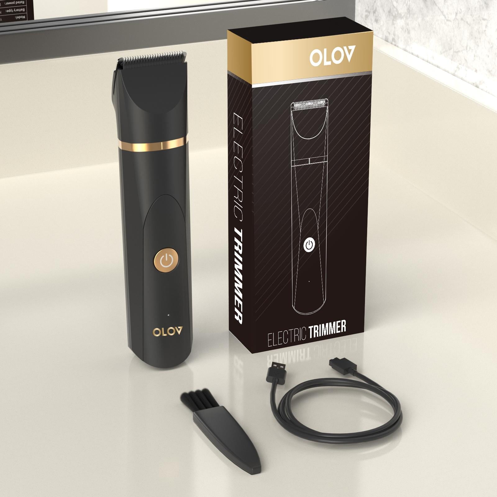 OLOV Electric Body Hair Trimmer Kit - Groin, Bikini &amp; Underarm Grooming, Wet/Dry Shaver, USB Rechargeable, Razor for Men &amp; Women, Black