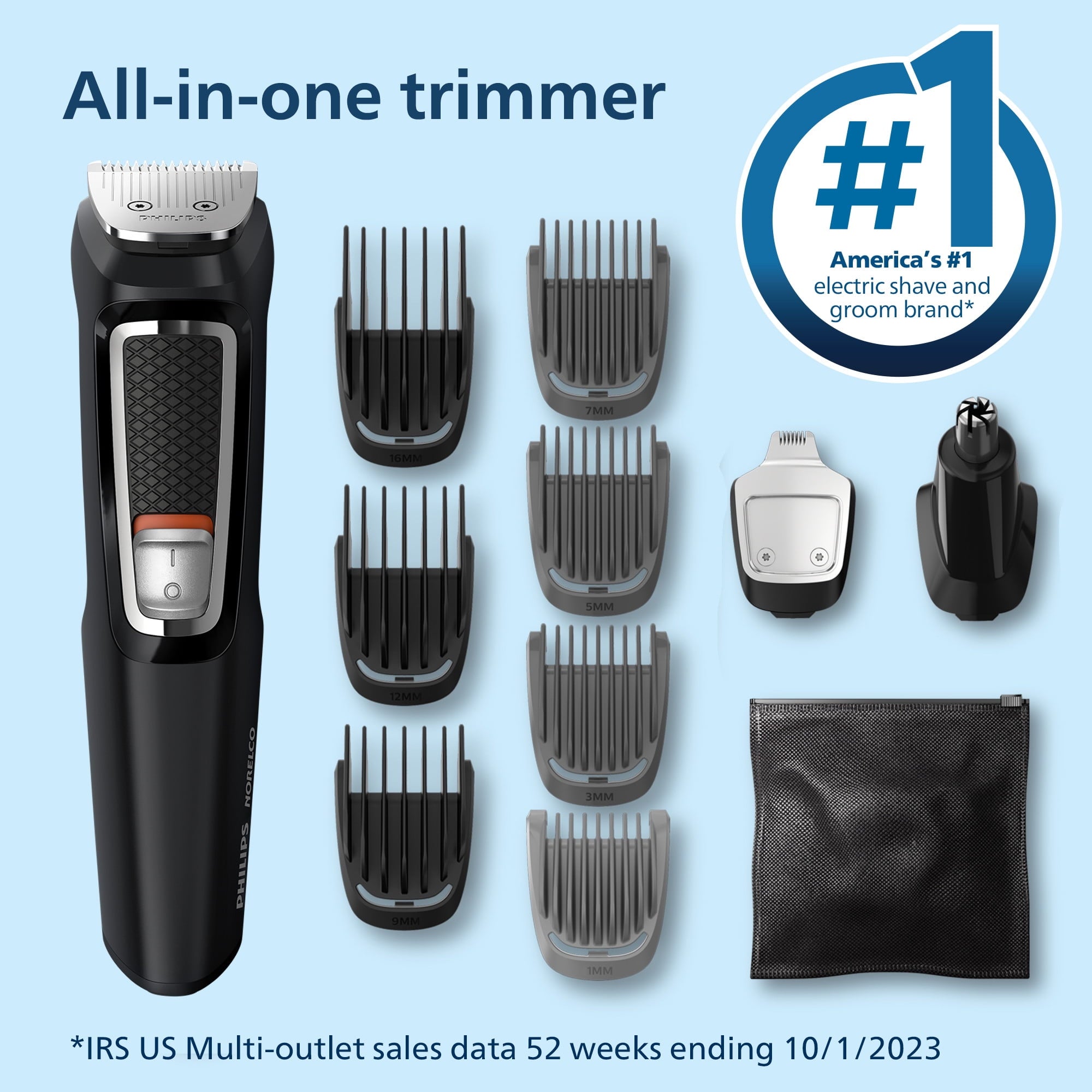 Multi-groomer Series 3000, Powered Electric Trimmer MG3740/40, 1 Each - 13 Pieces