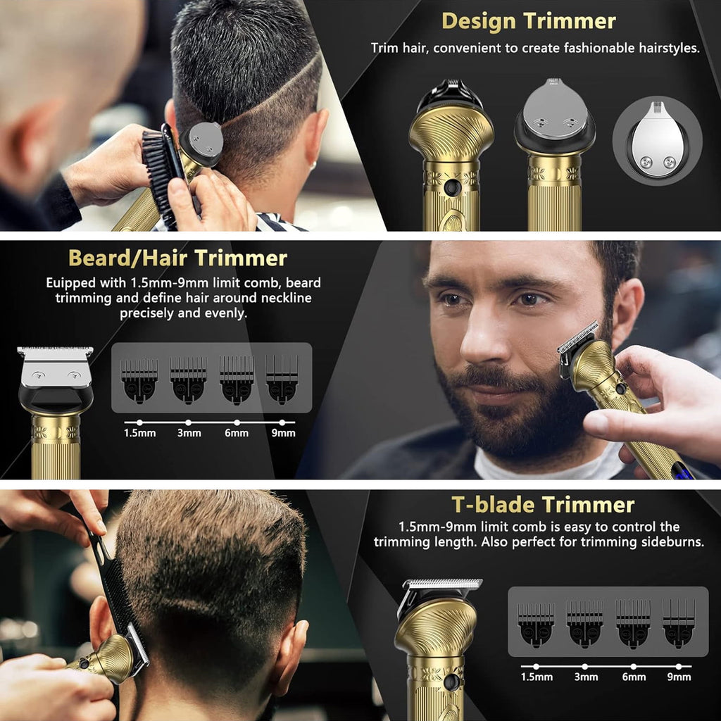 Hair Clipper for Men, 19 in 1 Electric Beard Trimmer, Home Travel Cordless Shaver Razor with LED Display for Hair, Facial, Nose Hair Cutting, Grooming Kit with Storage Bag
