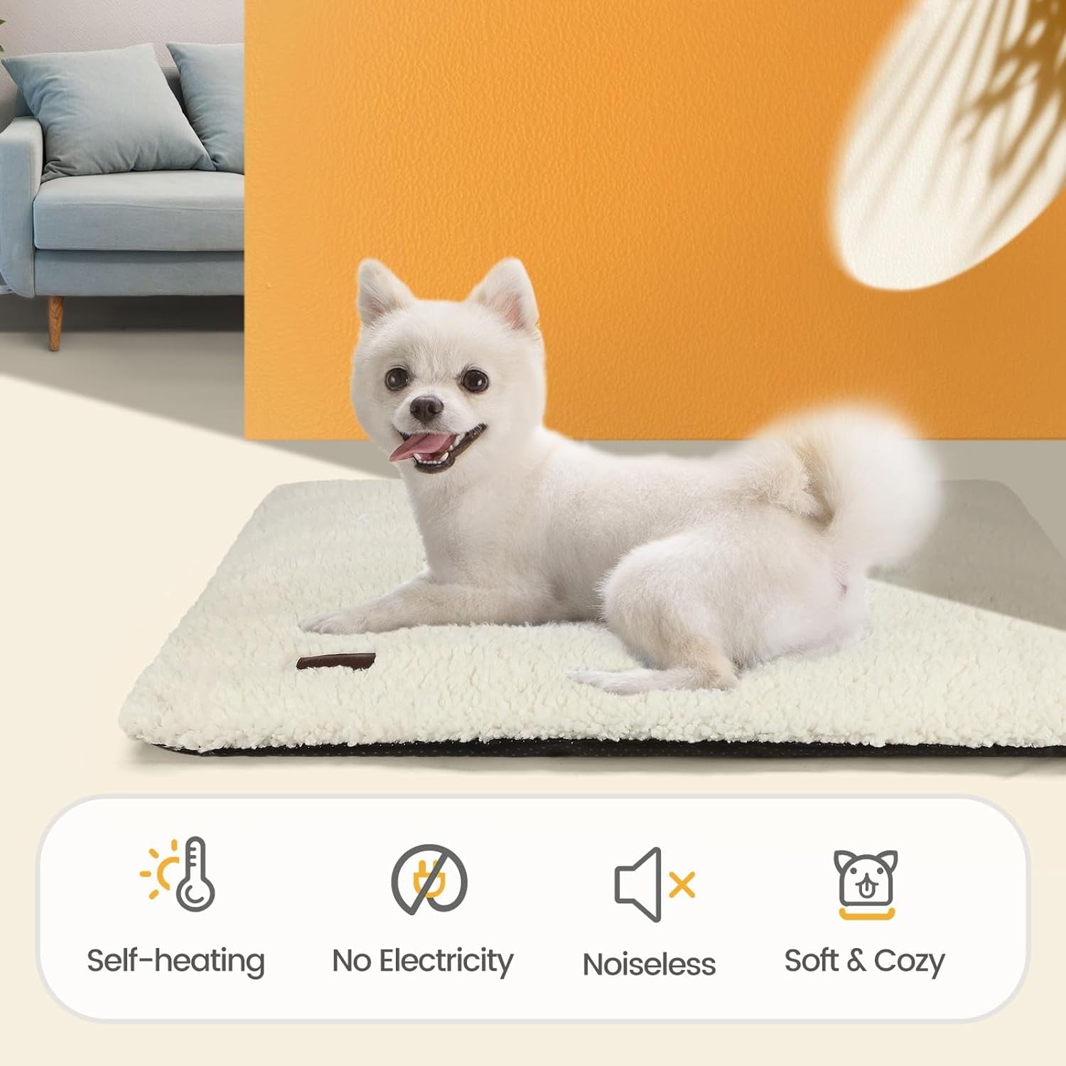 Self Warming Cat Bed for Indoor Cats Self Heating Pet Pad with Removable Washable Cover Non Slip Dog Bed for Small Dogs, Gray, 24*18
