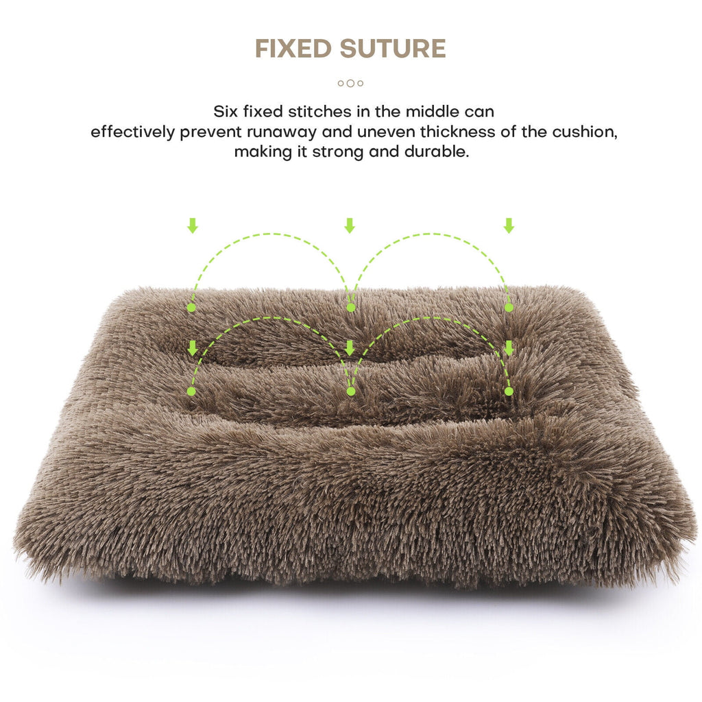 Plush Pet Bed for Dogs &amp; Cats Dog Crate Mat Mattress Pillow Bolster