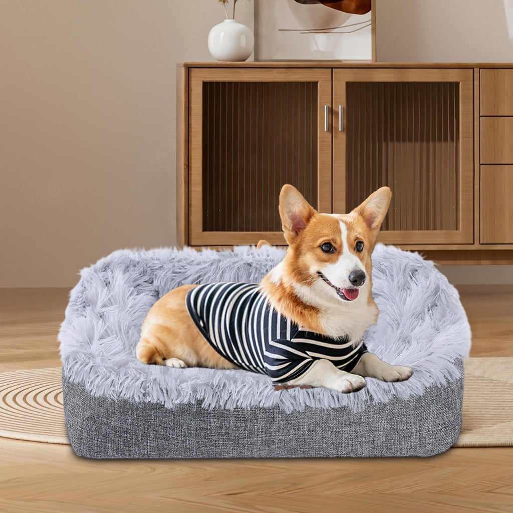 Large Pet Bed for Cat or Dog, Rectangle, 24x20 Inch(Beige)