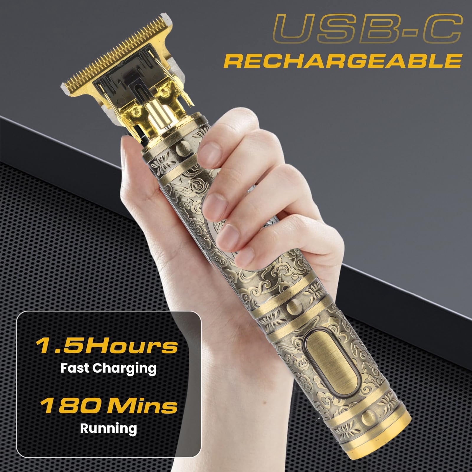 Hair Trimmer for Men, Cordless Rechargeable Beard Trimmer Hair Clippers for Men, Metal Body Cutting Grooming Kit, Beard Shaver Barbershop