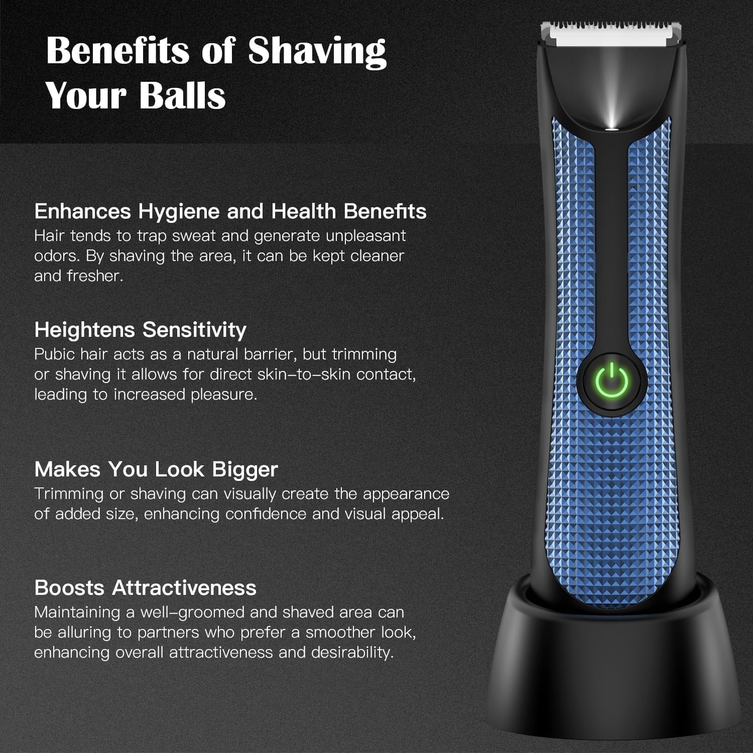 Body Hair Trimmer – Pubic, Groin, Chest &amp; Underarm Grooming Kit, Cordless Rechargeable Beard Trimmer w/ Adjustable Taper for Men Women, Black