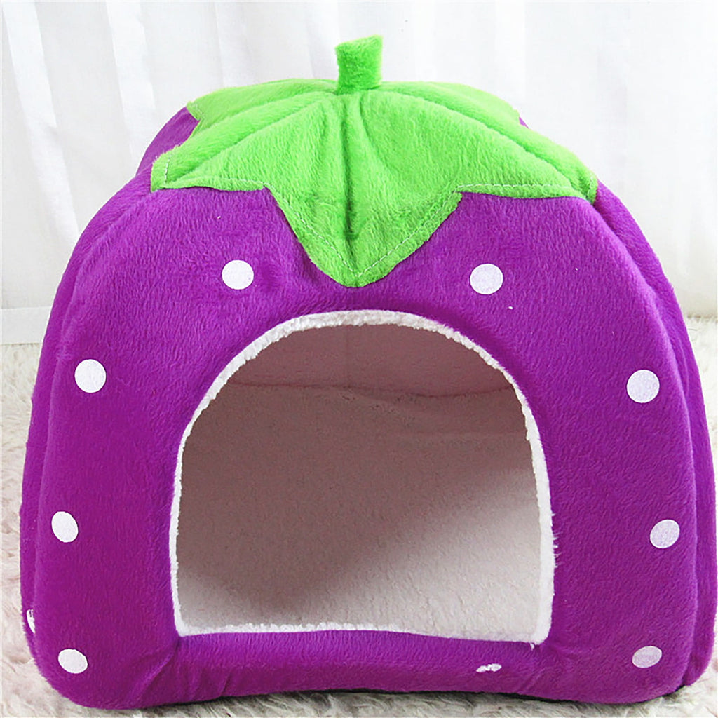 Cat Beds for Indoor Cats - Small Dog Bed with Anti-Slip Bottom, Cat/Small Dog Strawberry Cave, Super Pet Tent Bed