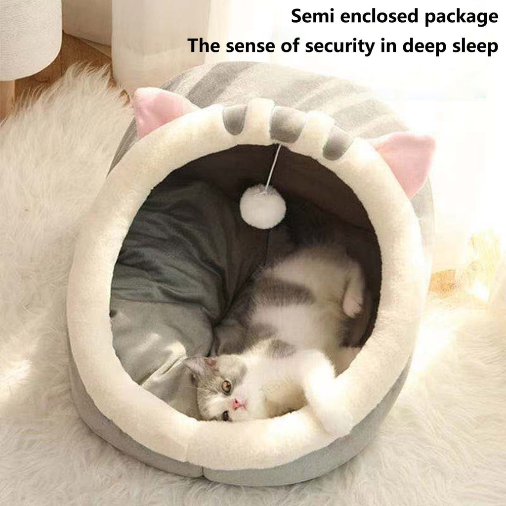 Washable Cat Bed &amp; Dog Bed, Semi-closed Bed for Small Medium Large Pets, Plush Cotton No Deformation Pet Bed on Clearance, Multipleon (11"x 11"x 10", Gray)