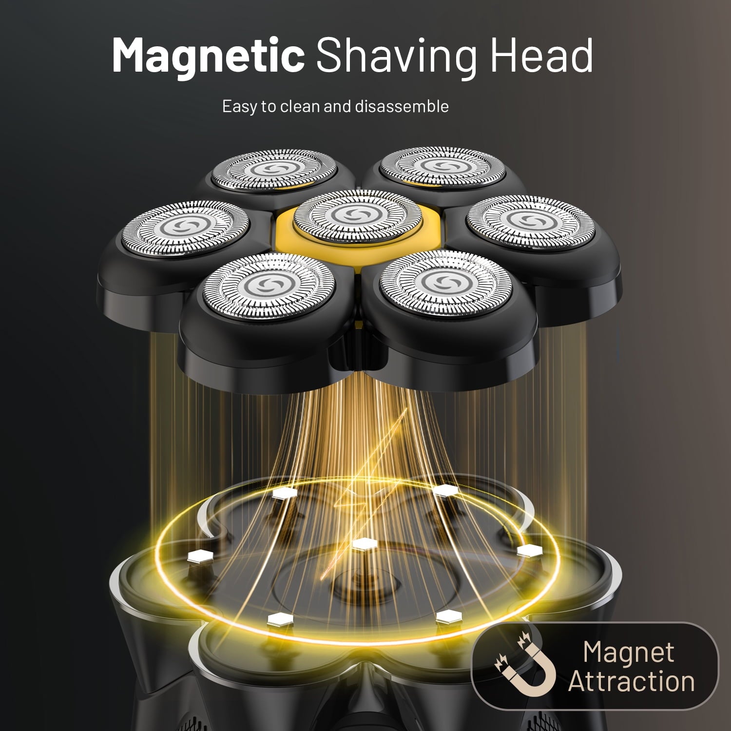 Head Shavers for Men, Magnetic Electric Bald Razor, 7D Rotary Cordless Shaver, Rechargeable Grooming Kit for Mens Scalp/Face/Beard, Close Shaving, PX7 , Wet/Dry, LED Display