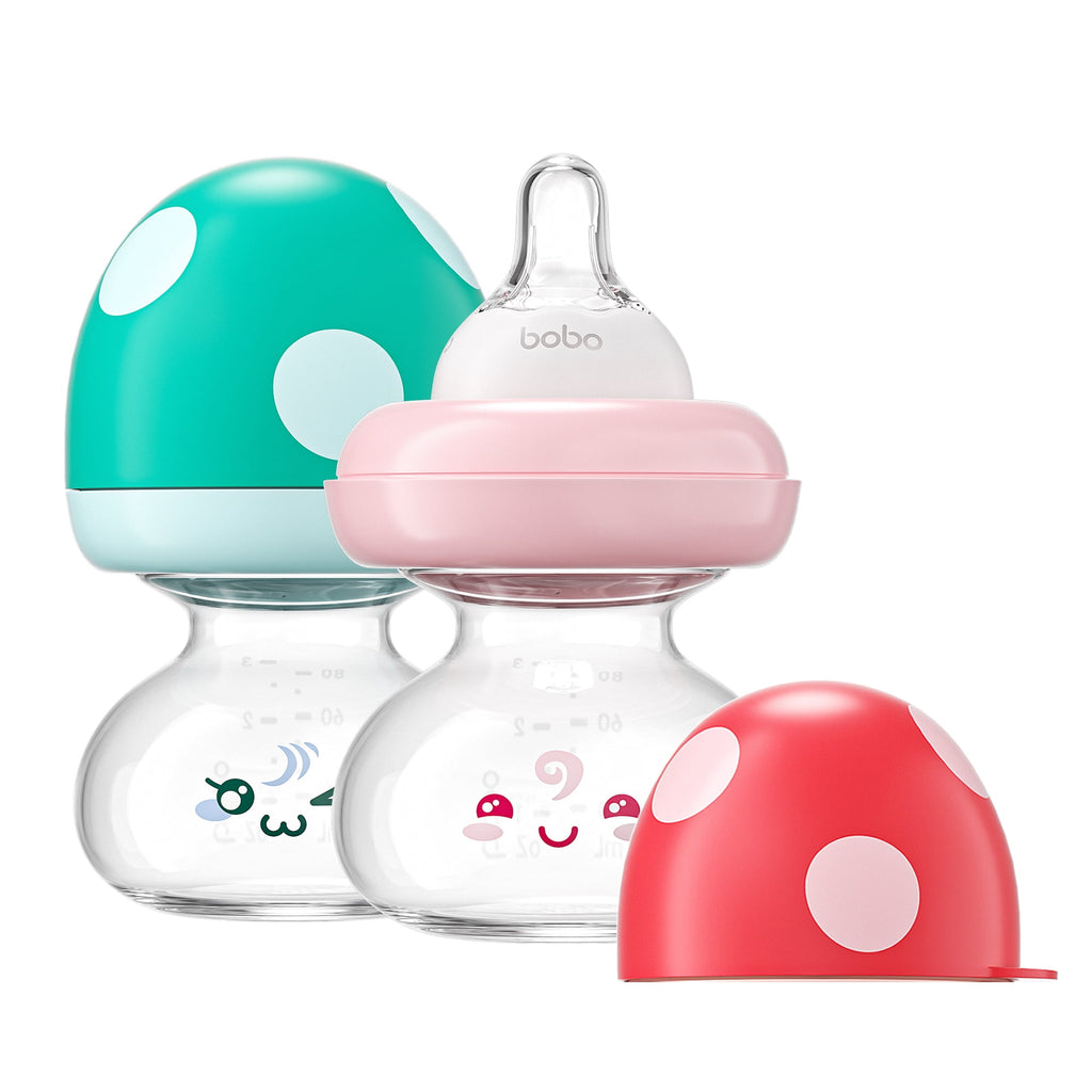 YOHKOH Standard Neck Baby Glass Bottles 2.7oz/2 pack,Red,Glass Bottles Set for Baby