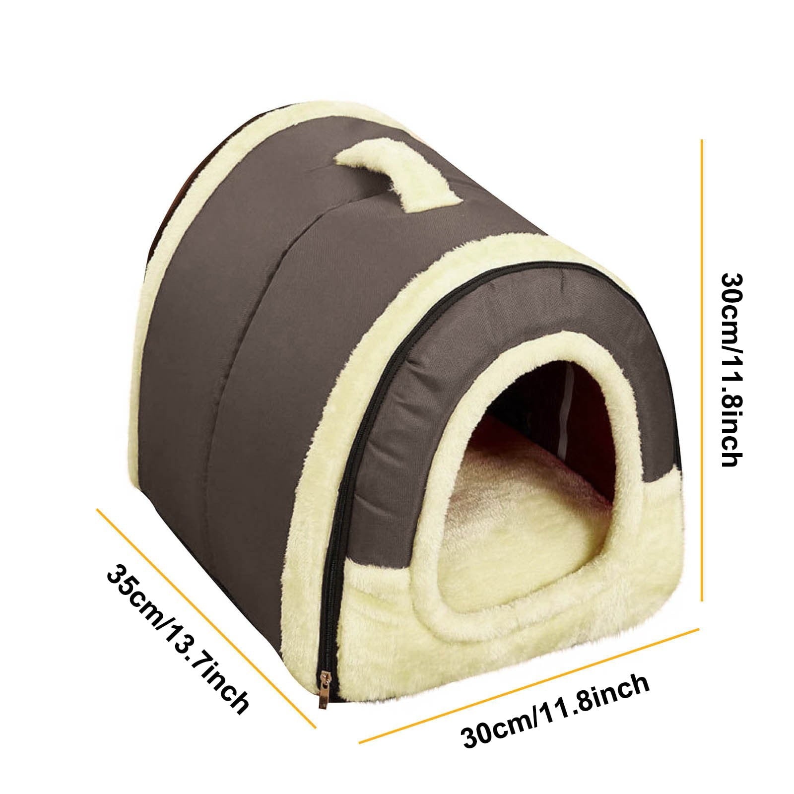 Dog Bed, Round Pet Kennel with Raised Rim, Faux Shag Sleep Mat for Cats Small Animals