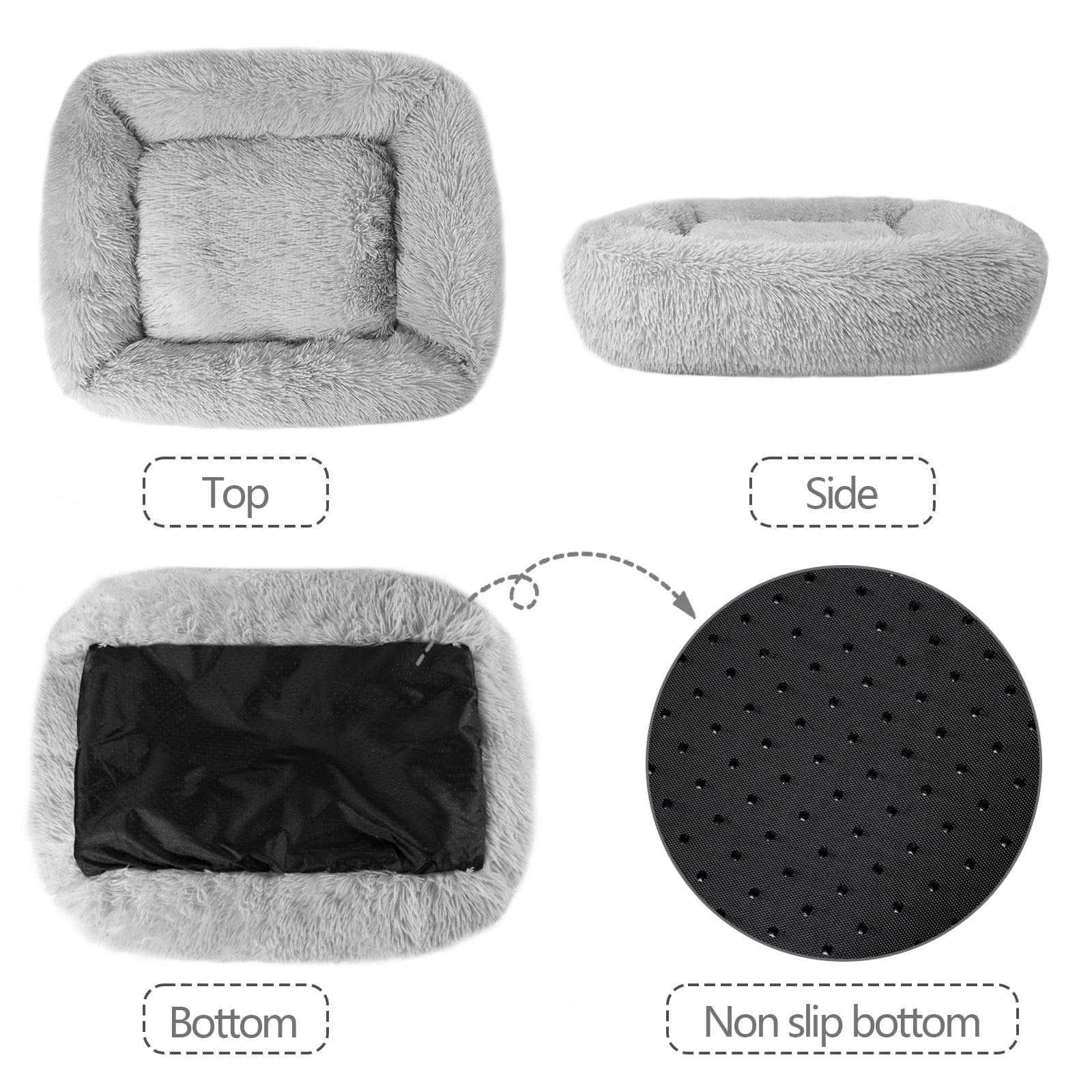 Rectangle Plush Pet Bed Bed for Dogs Cats Kennel Cuddler Crate Cushion Mat Washable