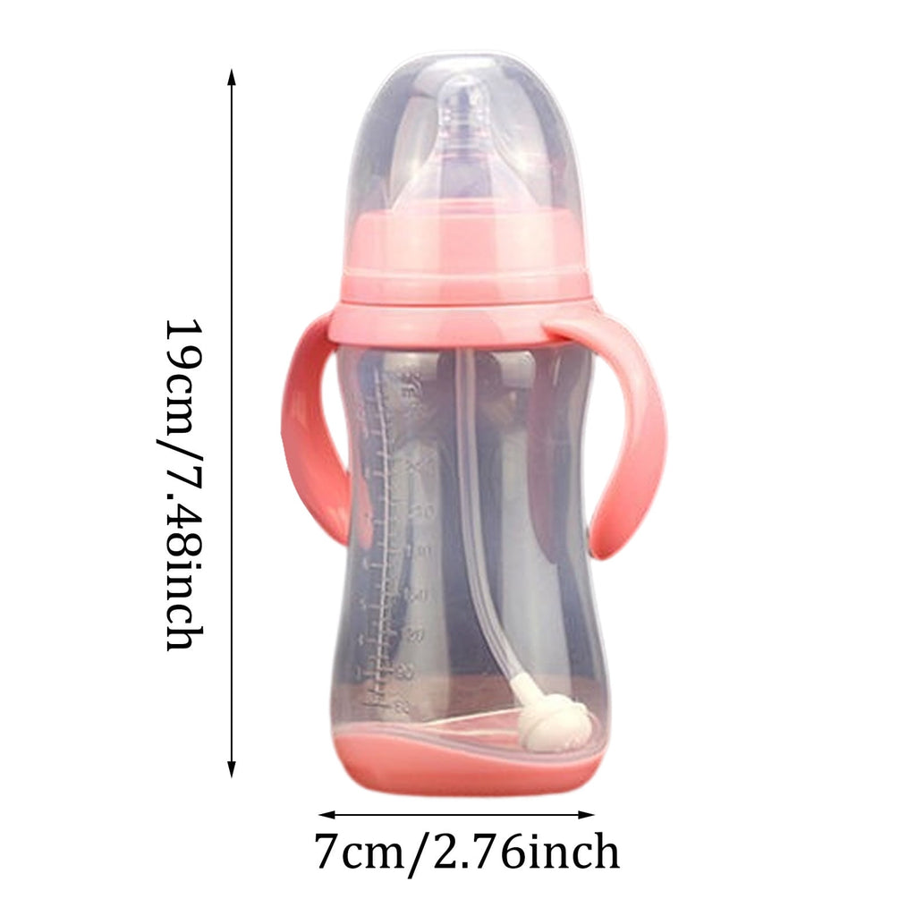 LHWEN 300ML Wide Caliber PP Baby Bottle with Handle Anti Drop Anti Flatulence Plastic Baby Bottle Easy Clean Comfortable Feeding Newborn Toddler Grip Ideal for All Ages