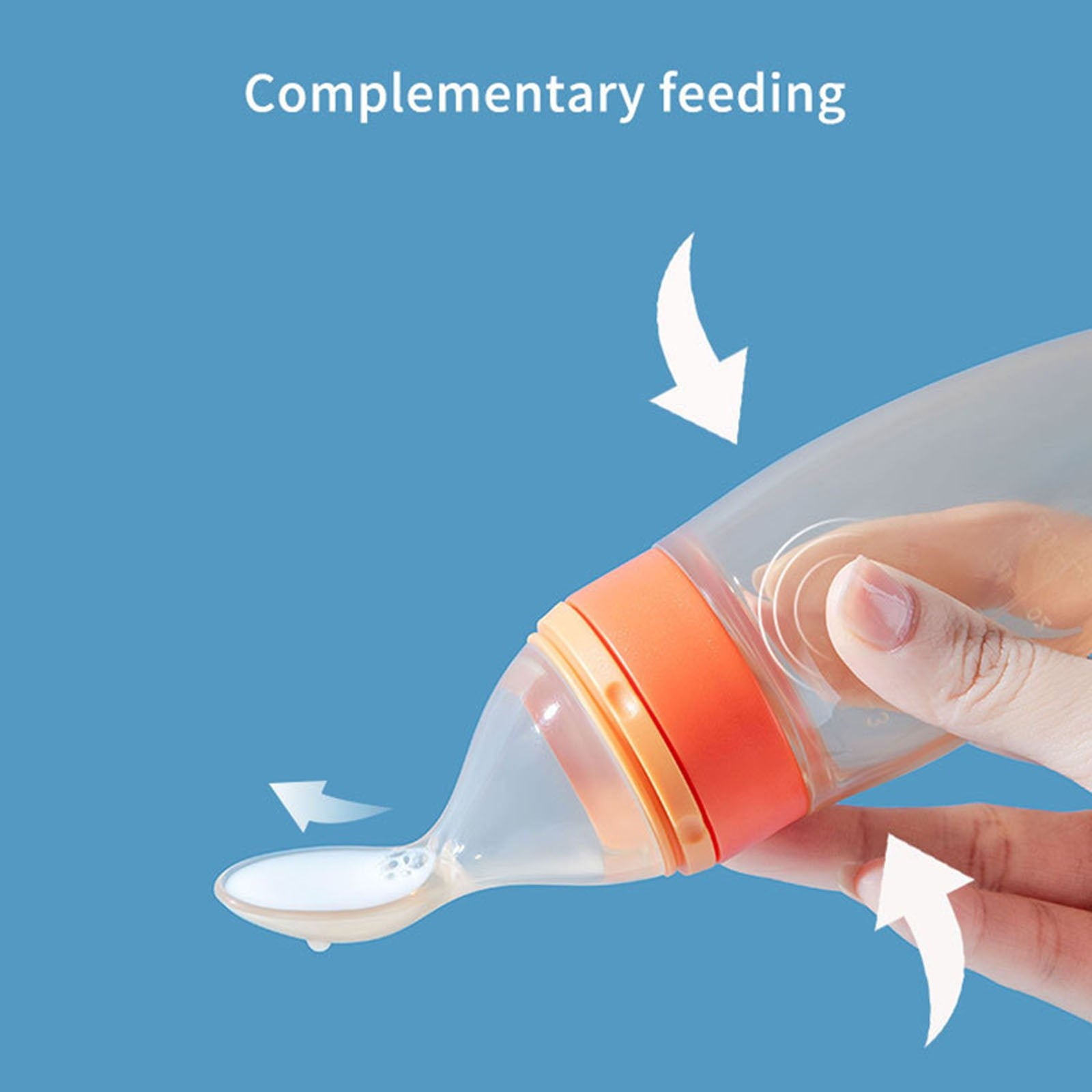 Pedty 1* Squeezed Feeding Spoon,1pc Silicone Baby Food Bottle Spoon Feeder For Baby Toddler Infant Cereal Food Supplement 120ml