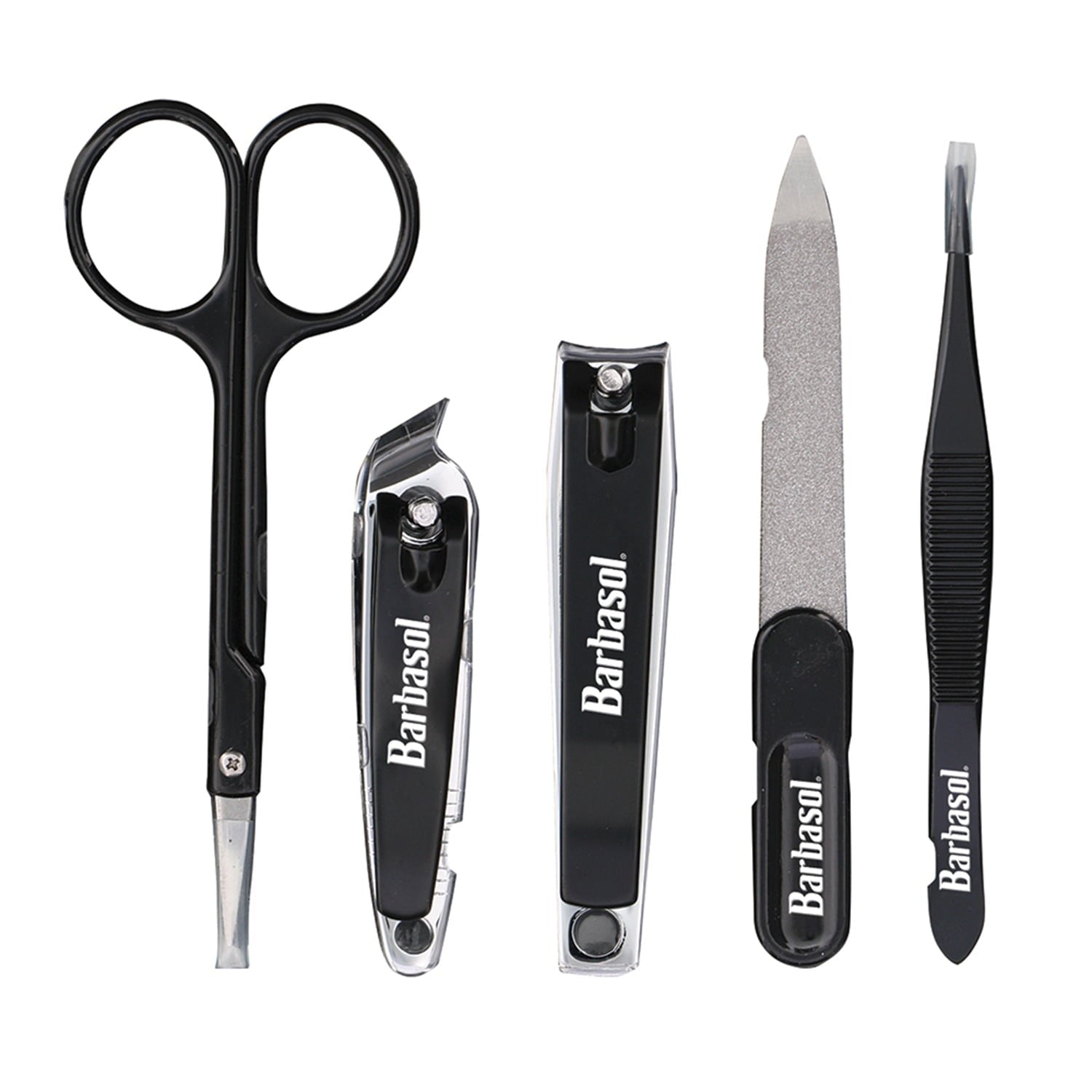 6-Piece Nail Grooming Kit, Safety Scissors, Large and Slanted Clipper, Pointed Tweezers, Nail File