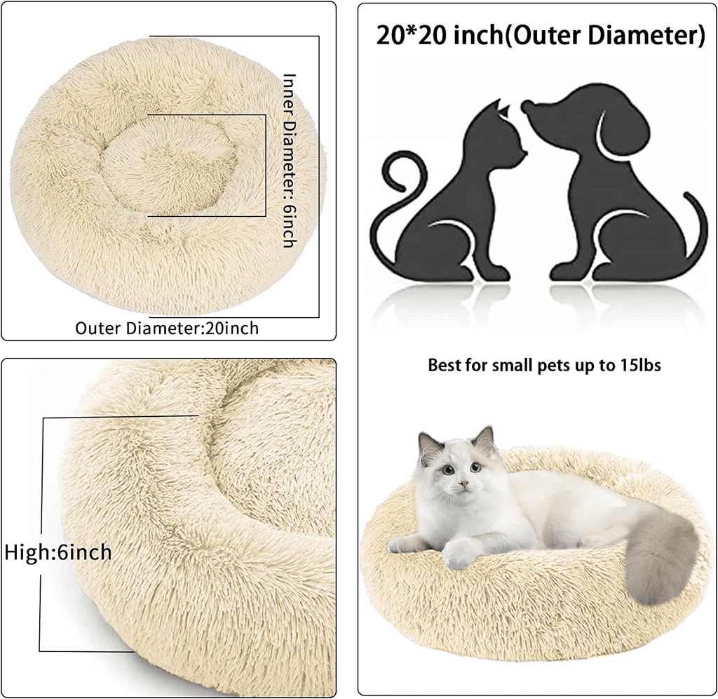 Dog Bed &amp; Cat Bed, Puppy Bed Warming Round Pet Bed, Donut Bed