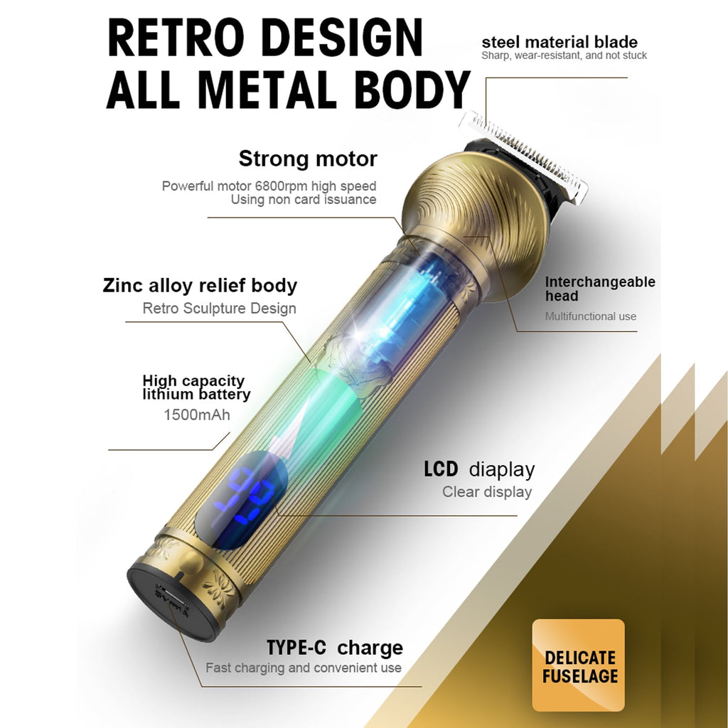 Hair Clipper for Men, 19 in 1 Electric Beard Trimmer, Home Travel Cordless Shaver Razor with LED Display for Hair, Facial, Nose Hair Cutting, Grooming Kit with Storage Bag