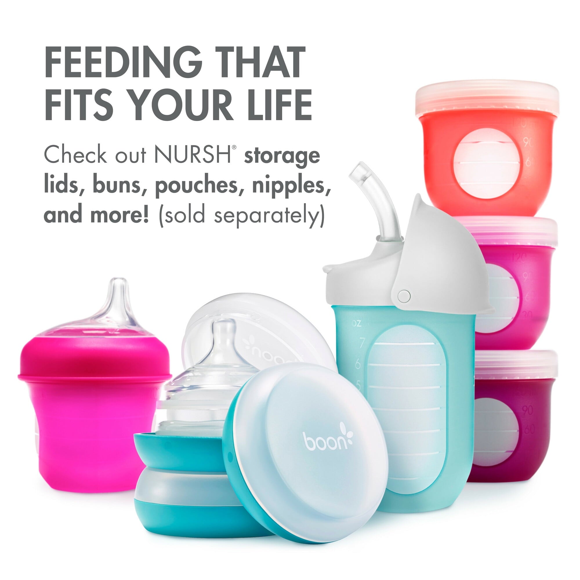 NURSH Silicone Pouch Baby Bottles – Stage 2 Medium Flow – 8oz – Marble (3pk)
